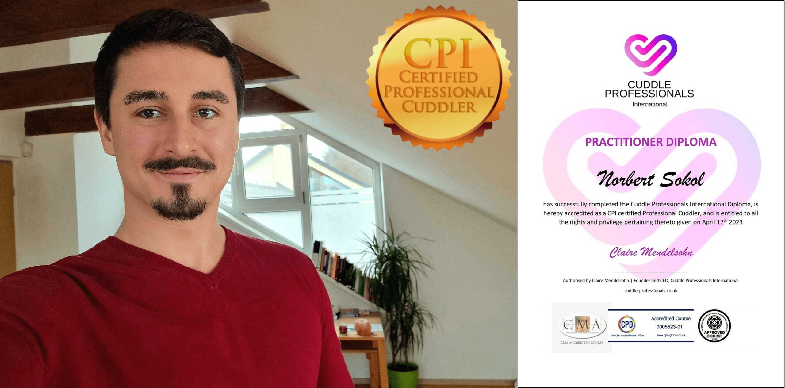 Profesionální Mazlič Objímač Nori Certifikát